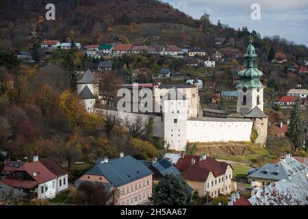 The medieval Old Castle in Banska Stiavnica - historical mining city registered on the UNESCO World Heritage list, Slovakia Stock Photo