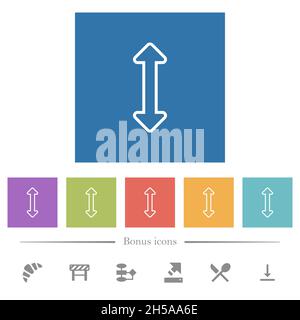 Resize vertical outline flat white icons in square backgrounds. 6 bonus icons included. Stock Vector