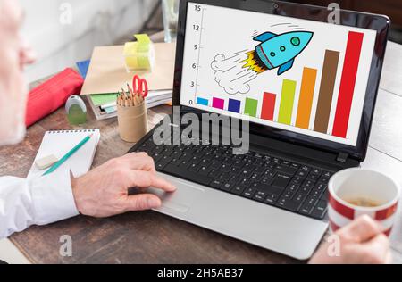 Business success concept shown on a laptop screen Stock Photo