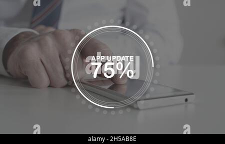 Application update concept illustrated by a picture on background Stock ...