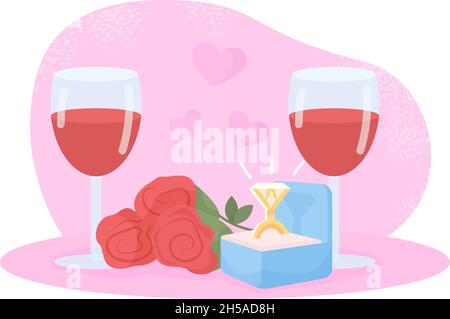 Romantic dinner 2D vector isolated illustration Stock Vector