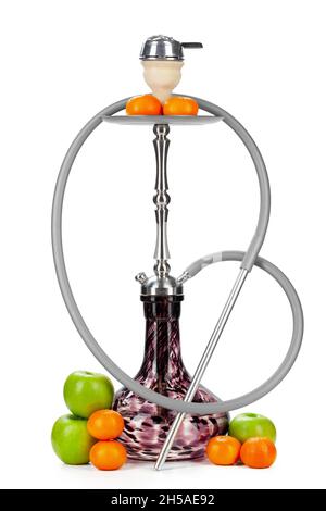 Hookah with fruits isolated on white background Stock Photo