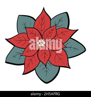 Flat vector drive red car with pine Christmas tree doodle illustration, merry Christmas, idea for greeting card, wall art, t shirt, printable apparels isolated on white background Stock Vector
