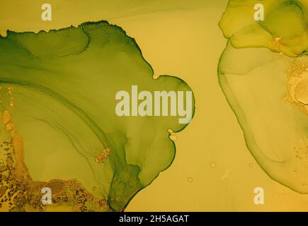 Gold Fluid Art. Abstract Liquid Illustration. Stock Photo