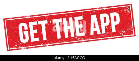 GET THE APP text on red grungy vintage rectangle stamp Stock Photo Alamy