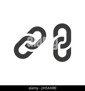 Link or hyperlink chain vector icon. Black glyph symbol. Stock Vector