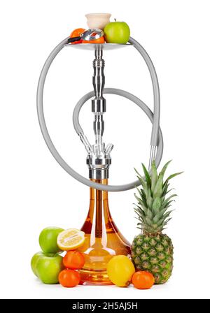 Hookah with fruits isolated on white background Stock Photo