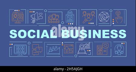 Social business navy word concepts banner Stock Vector