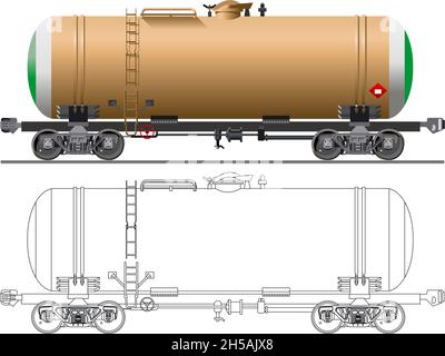 Rail oil gasoline tanker car. Freight tank wagon Stock Vector Image ...