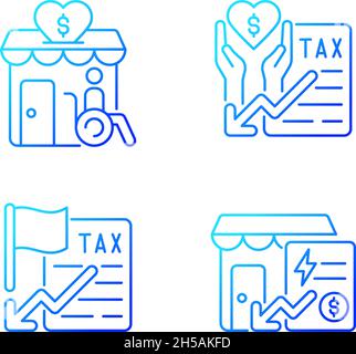 Charity and financial support gradient linear vector icons set Stock Vector