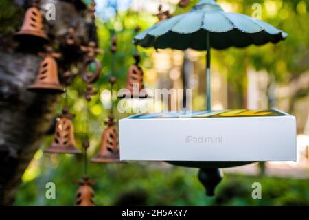 ardboard package of new latest Apple Computers iPad Mini stylish compact tablet Stock Photo