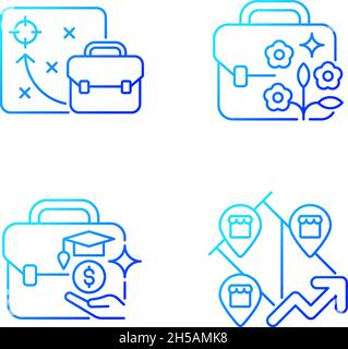 Business development gradient linear vector icons set Stock Vector