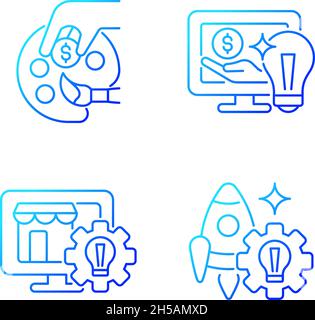 Startup ideas gradient linear vector icons set Stock Vector