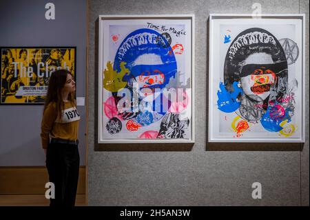 London, UK. 8th Nov, 2021. Liberty posters by Jamie Reid, est £1500-2000 - Preview of Bonhams' Pop x Culture sale. The sale takes place sale on 11 November at New Bond Street. Credit: Guy Bell/Alamy Live News Stock Photo