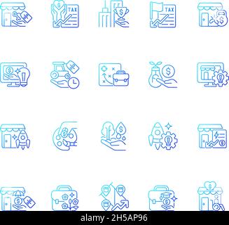 Small business incentives gradient linear vector icons set Stock Vector