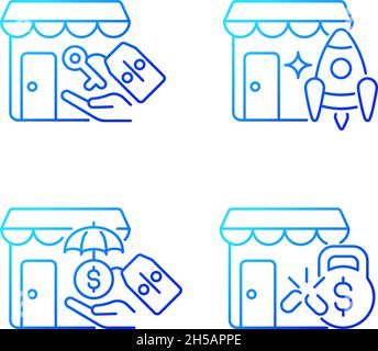 Startup fast growth gradient linear vector icons set Stock Vector