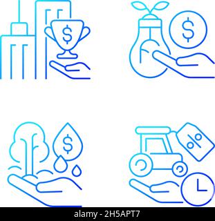 Grant and investment gradient linear vector icons set Stock Vector