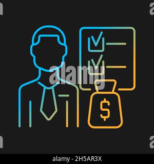 Financial planner gradient vector icon for dark theme Stock Vector