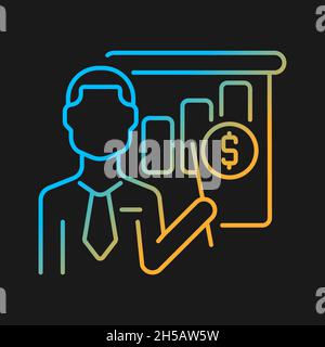 Business teacher gradient vector icon for dark theme Stock Vector
