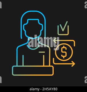 Bank teller gradient vector icon for dark theme Stock Vector