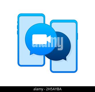 Incoming video call on smartphone. smartphone with incoming call, man profile picture and accept decline buttons. Vector stock illustration Stock Vector