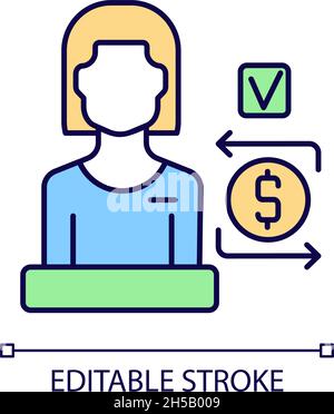 Bank teller RGB color icon Stock Vector