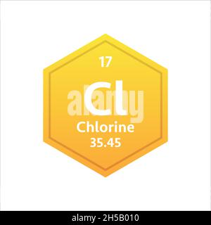 Chlorine symbol. Chemical element of the periodic table. Vector stock illustration Stock Vector