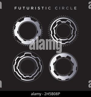 Four Circle Element. Silver Color On Black Background Stock Vector