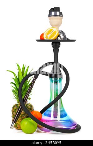 Hookah with fruits isolated on white background Stock Photo