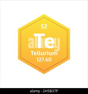 Tellurium symbol. Chemical element of the periodic table. Vector stock illustration. Stock Vector