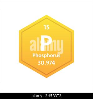 Phosphorus symbol. Chemical element of the periodic table. Vector stock illustration Stock Vector