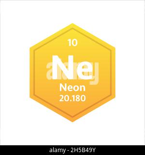 Neon symbol. Chemical element of the periodic table. Vector stock illustration. Stock Vector