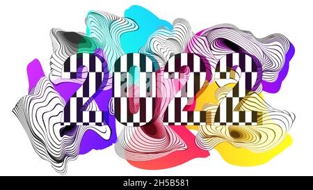 2022 Happy New Year Creative cover. Abstract color liquid shape. Stock Vector
