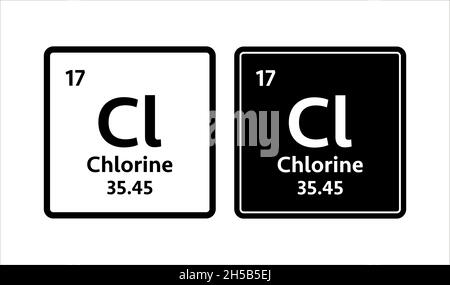 Chlorine symbol. Chemical element of the periodic table. Vector stock illustration Stock Vector