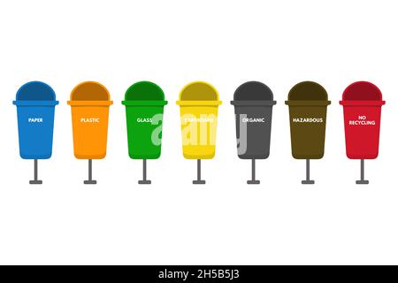Waste sorting set vector illustration. Stock Vector
