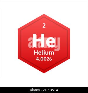 Helium symbol. Chemical element of the periodic table. Vector stock illustration. Stock Vector