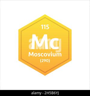 Moscovium symbol. Chemical element of the periodic table. Vector stock illustration. Stock Vector