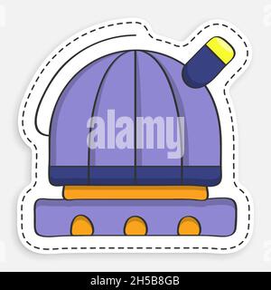cartoon icon of doodle Observatory. Station for observing space, stars and planets of solar system. Space exploration. Vector isolated on white backgr Stock Vector
