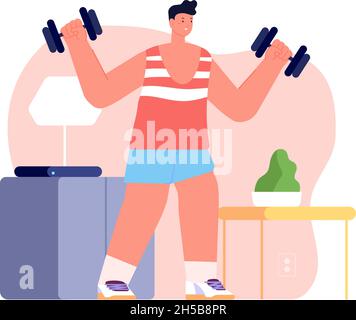 Man sport activities. Strong guy in sport outfit, athletic men trainings  and healthy male workout vector illustration set. Different physical  training exercises. Stretching, running and weight lifting 24790309 Vector  Art at Vecteezy