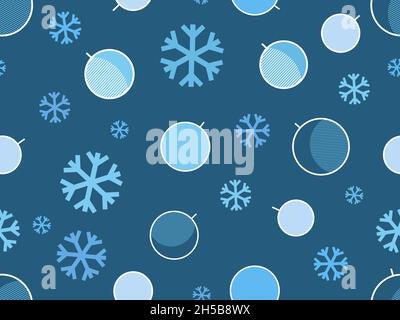 Seamless pattern with Christmas balls and snowflakes. Xmas festive background for printing on promotional materials, wrapping paper and banners. Vecto Stock Vector