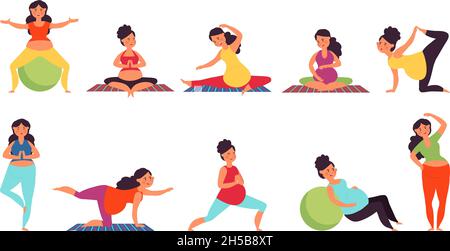 Fitness Exercise for Children Vector Set. Workout Yoga and Sports