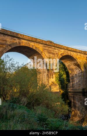 Yarm Railway Viaduct is 2,280 feet long, 65 feet high and has 43 spans Stock Photo