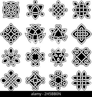 Celtic trinity. Ancient geometrical symbols celtic knots christian tattoo recent vector set Stock Vector