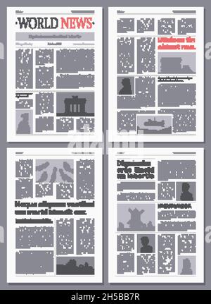 Newspaper. Wireframes front pages of brochures or paper magazine graphic design layout garish vector templates Stock Vector