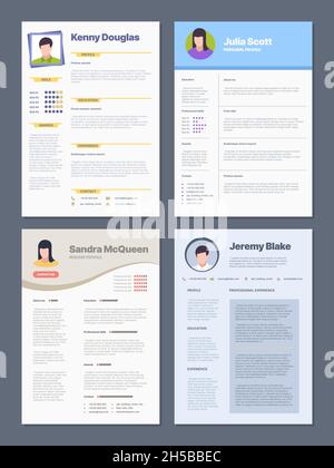 Cv template. Corporate job resume managers design template layout garish vector cv Stock Vector