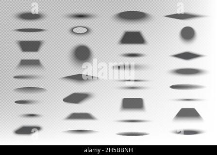Geometrical shadows. Transparent round realistic shapes from boxes oval and square forms decent vector set Stock Vector