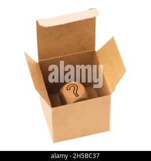 White Cardboard Box Package with Question Mark on a white background ...