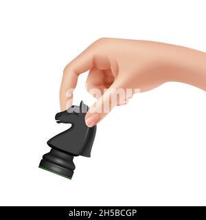 Chess figure in hand. Business concept illustration hand holding chess decent vector illustrations Stock Vector