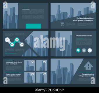 Presentation template. Business banners or brochures pages layout corporate company book pages and covers garish vector design collection with place Stock Vector