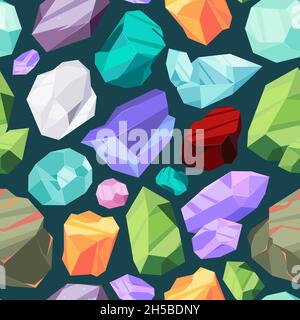 Gemstones pattern. Luxury ruby diamond crystal brilliant textile design garish vector seamless background Stock Vector